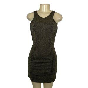 BCBGGeneration Black Gold Glitter Mini Bodycon Dress Sleeveless Racerback Sz S